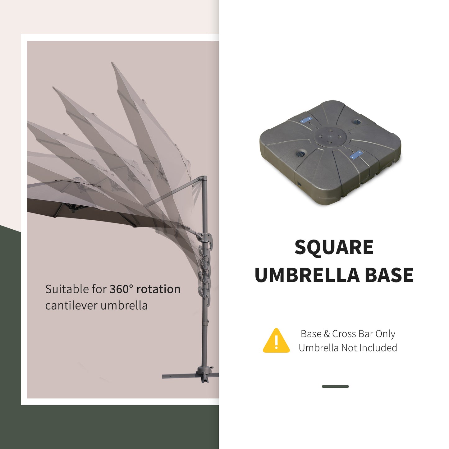 Heavy Duty Cantilever Umbrella Base with Wheels - Coffee Brown