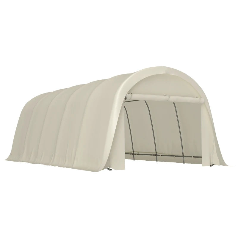 Heavy Duty Carport Garage Tent with Galvanized Frame UPF50 Beige 12x23.6 ft