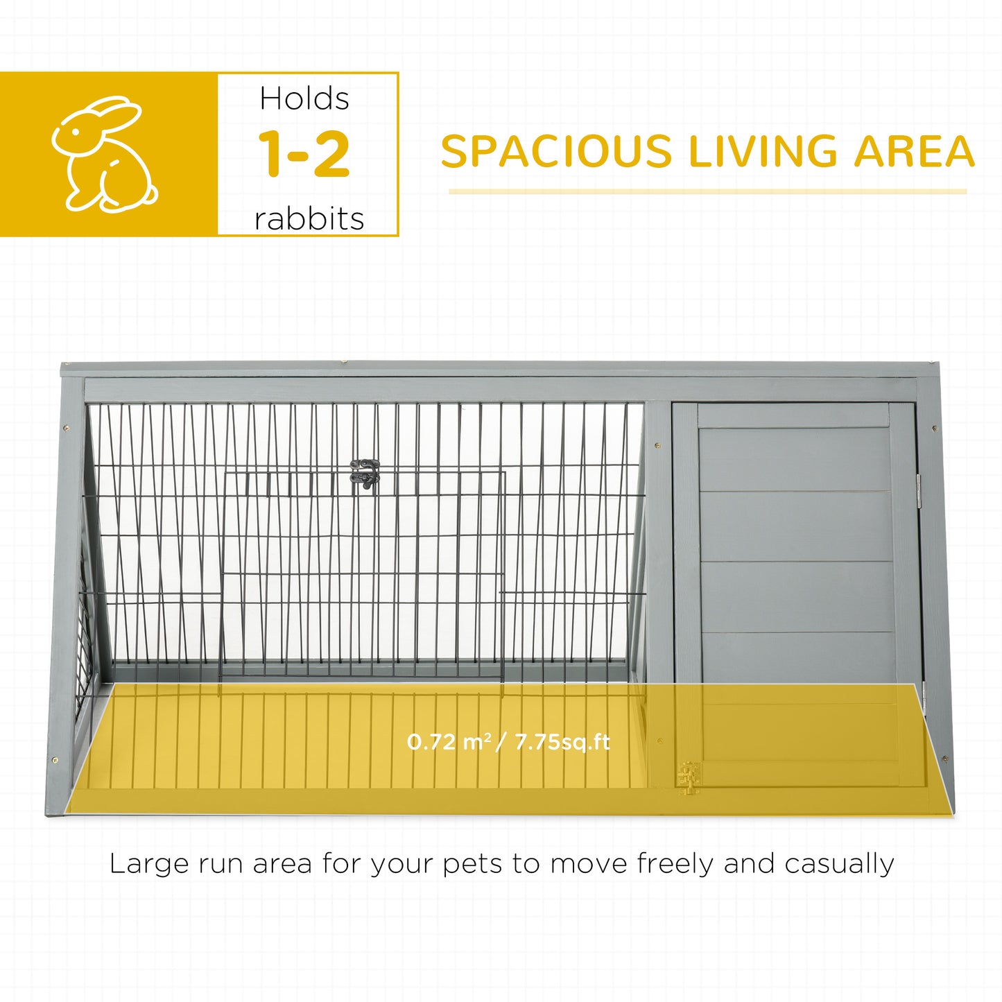 Outdoor Wooden Rabbit Hutch with Run - Small Animal Cage for Garden Backyard