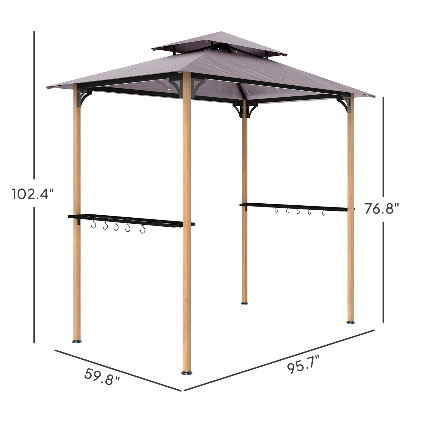 8x5 Double Tiered Grill Gazebo with Side Shelves & Hooks
