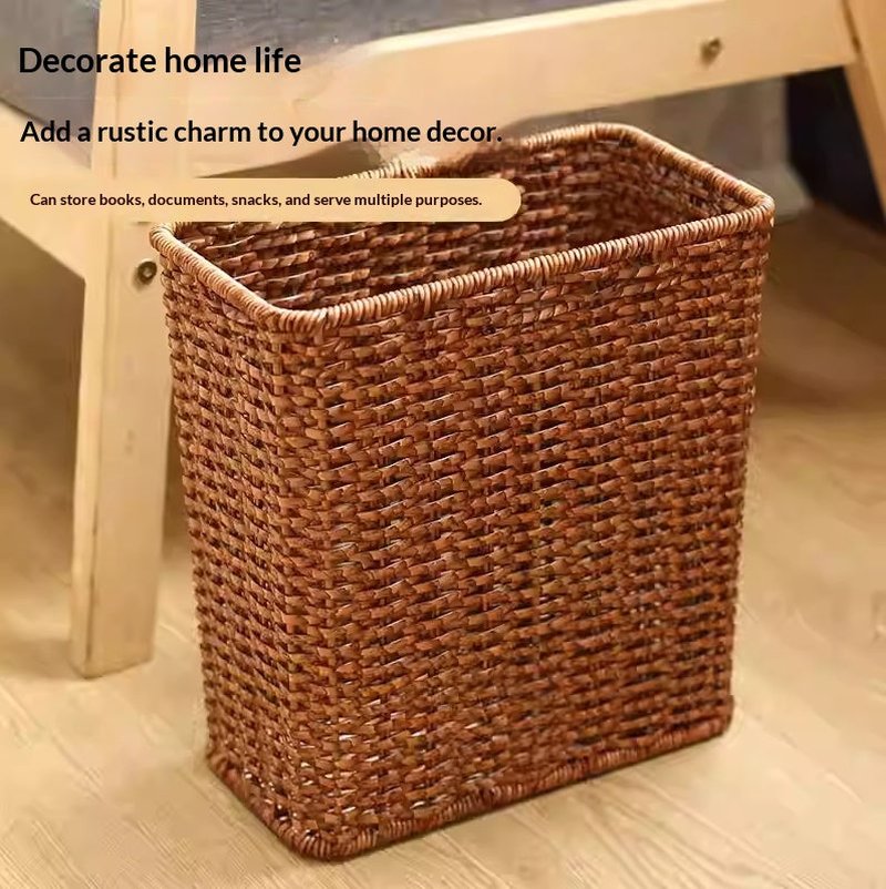 Home Storage Basket for Entryway Clutter Gaps - Walnut Wood 27x15x28cm