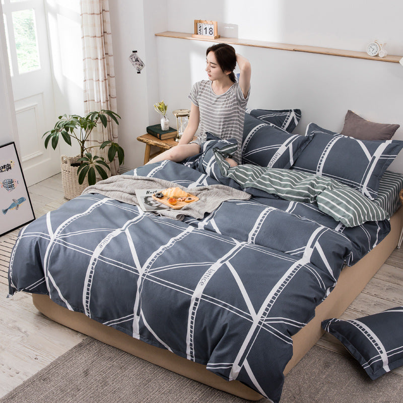 Cotton Quilt Cover Set for Single Bed Summer Dormitory Bedding Home Decor
