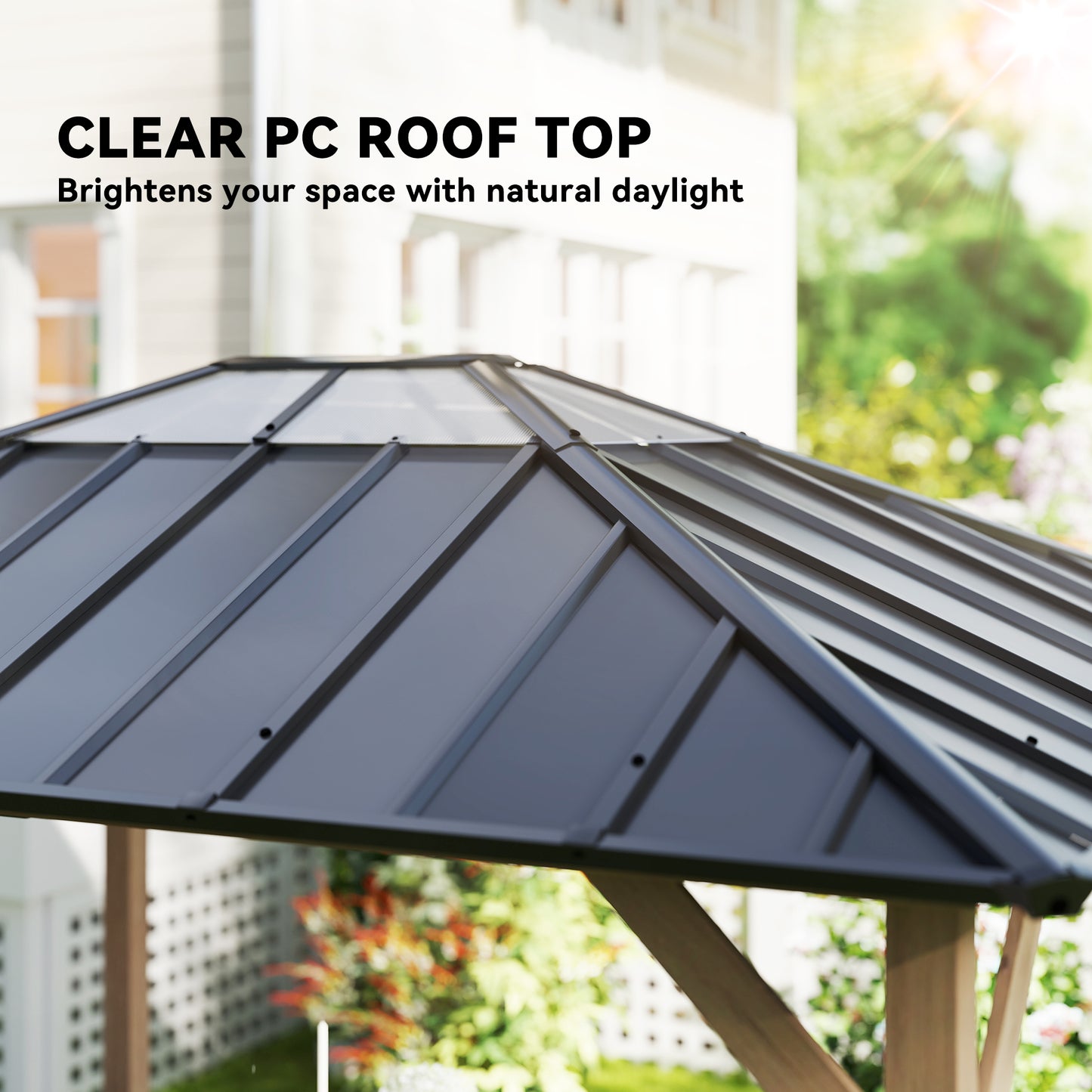 10' x 12' Hardtop Gazebo with Galvanized Steel Roof - Light Walnut