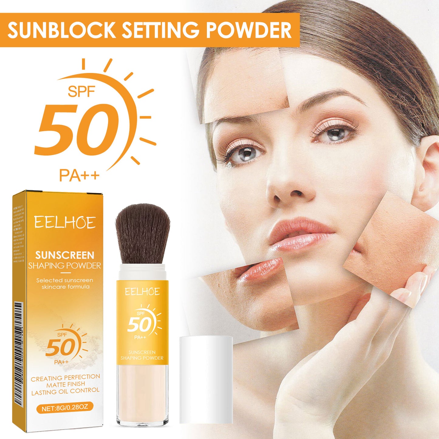 Facial Sunscreen Setting Powder - 8g Face Makeup Powder for Sun Protection
