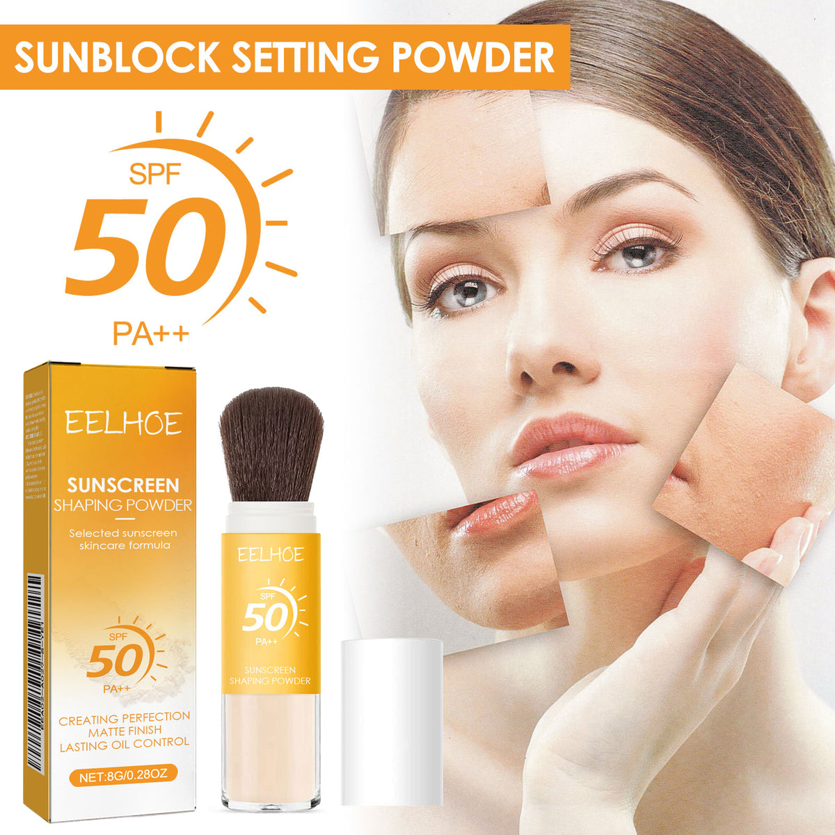 Facial Sunscreen Setting Powder - 8g Matte Finishing Powder for Makeup