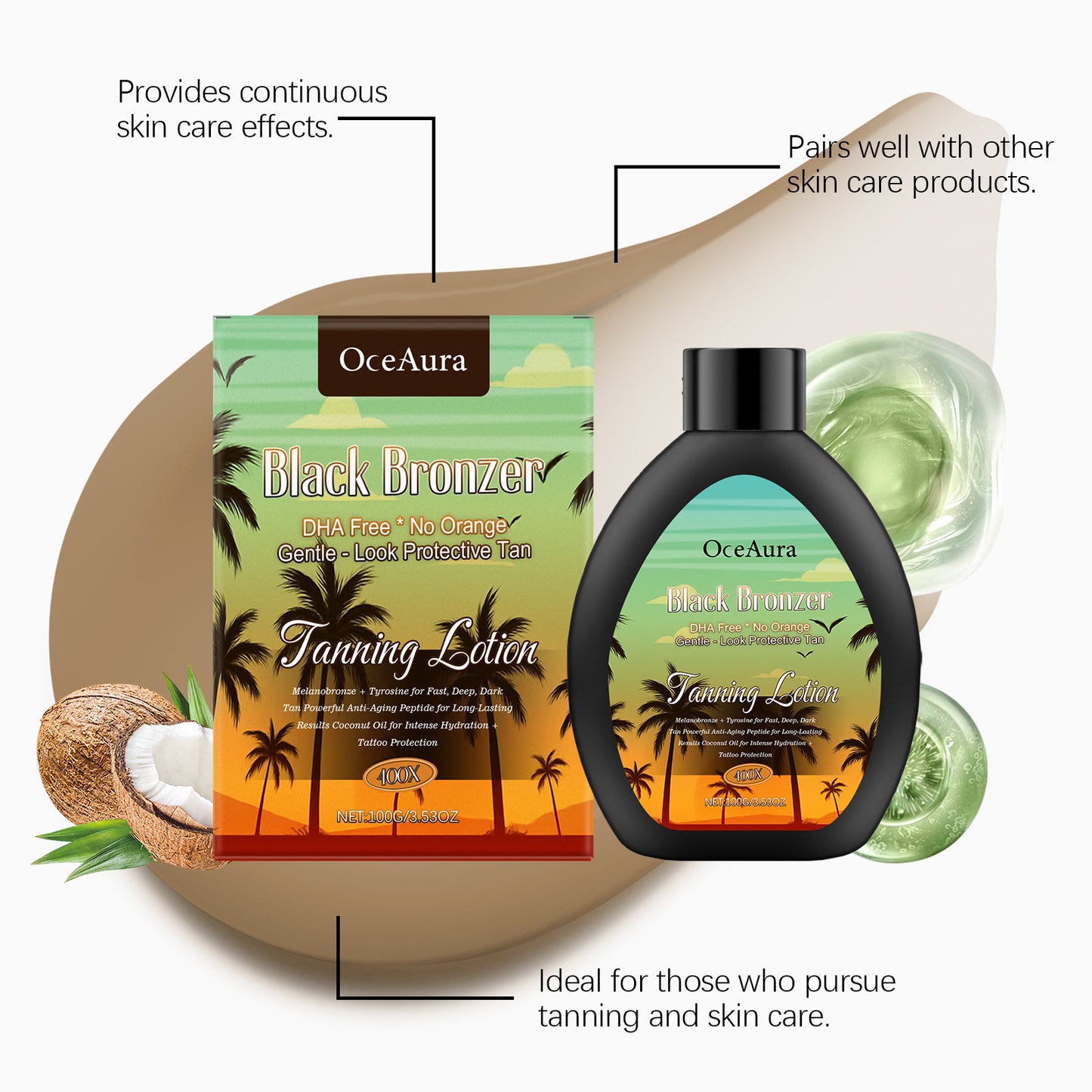 Coconut Tanning Lotion - Moisturizing Darkening Body Care 100g