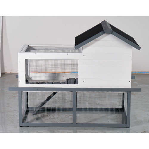 53-Inch Wooden Outdoor Indoor Chicken Coop & Rabbit Hutch with Roof, Stairs & Removable Tray