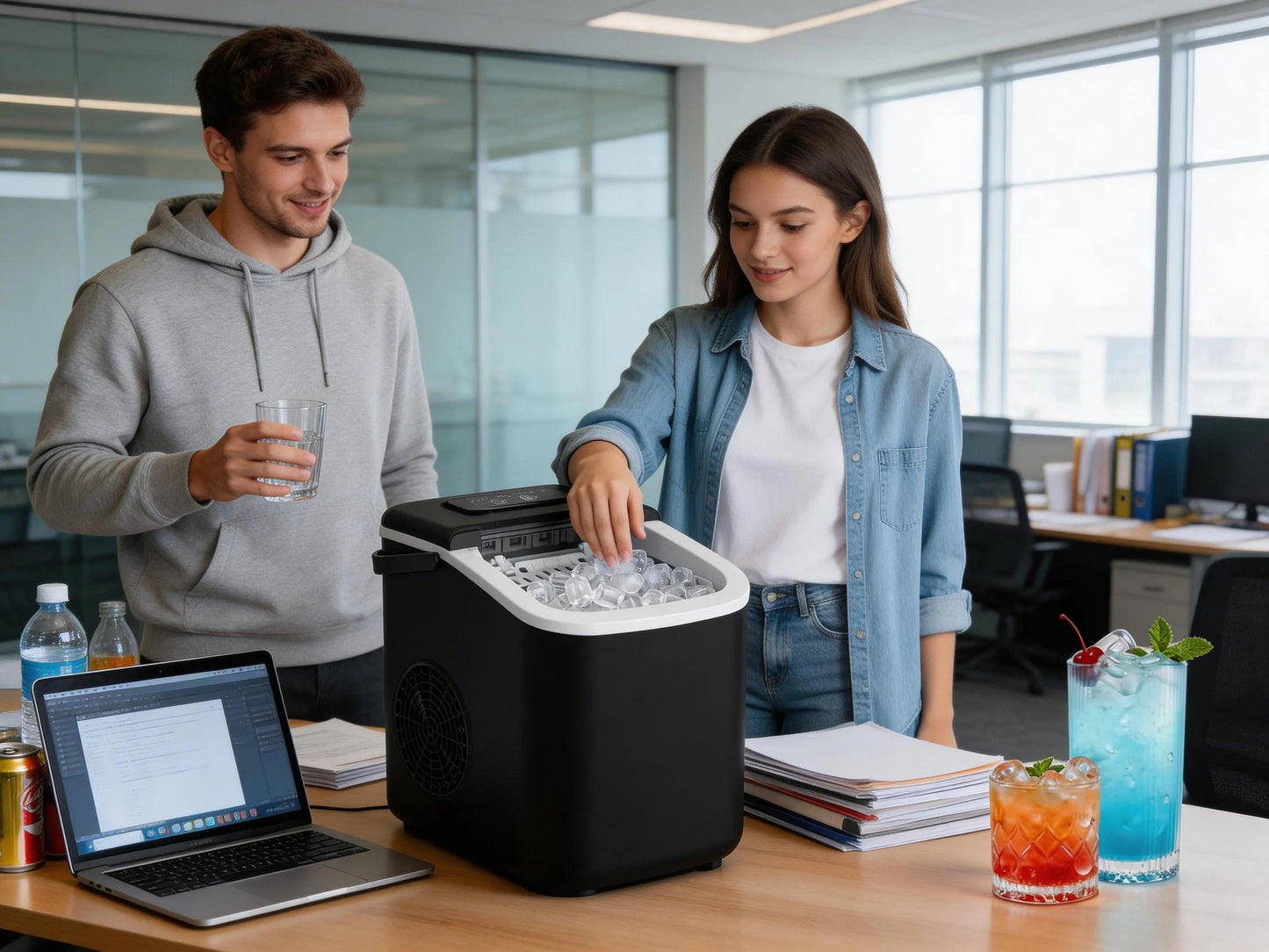 Portable Countertop Ice Maker Compact, Self-Cleaning, With Handle