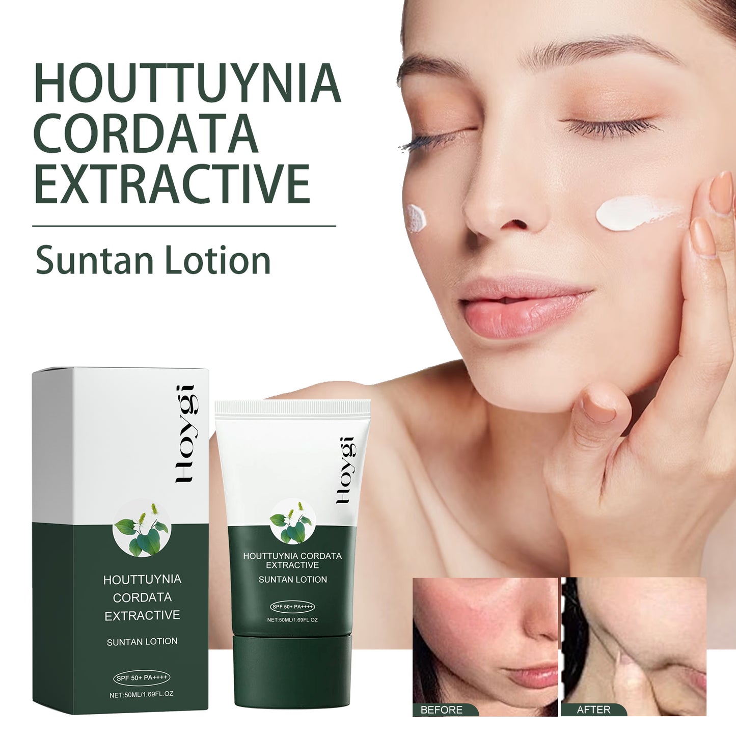 Houttuynia Cordata Moisturizing Sunscreen - 50ml Brightening UV Protection
