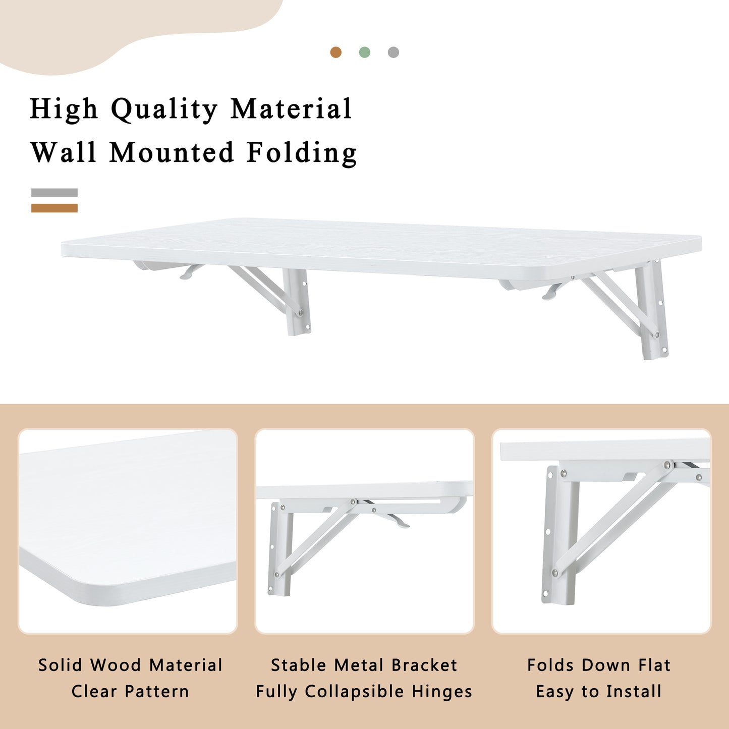 Wall Mounted Folding Table, Floating Desk For Laundry Room, Fold Down