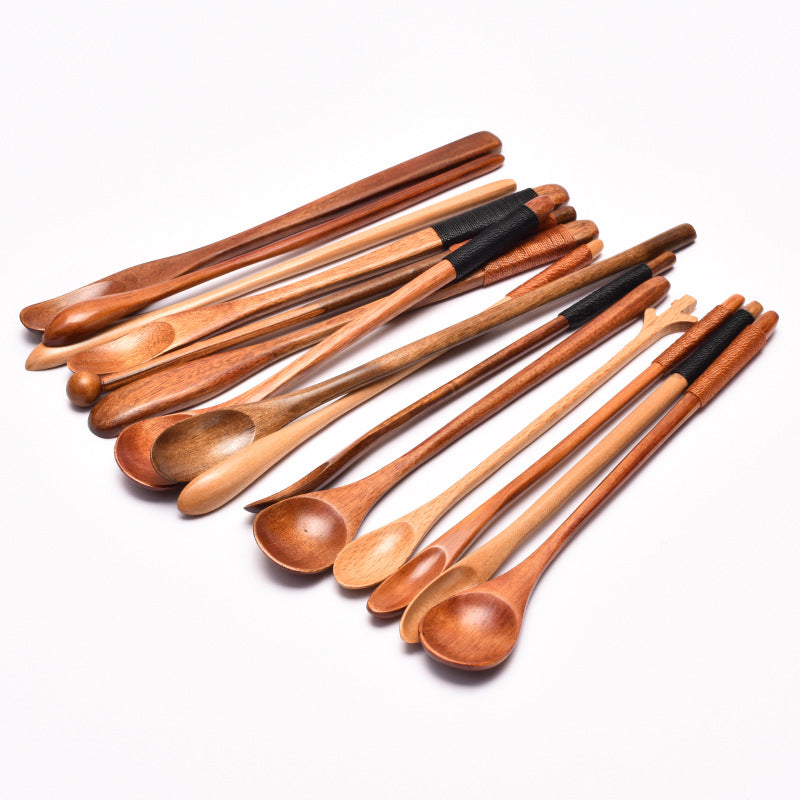 Wooden Coffee Spoon Set - Small 23cm Handles for Tea, Muddler & Stirring