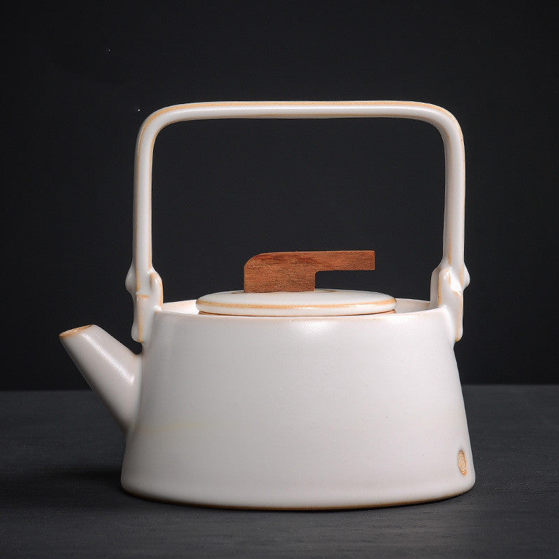 High Temp Resistant Ceramic Teapot 900ml for Kitchen & Home Use