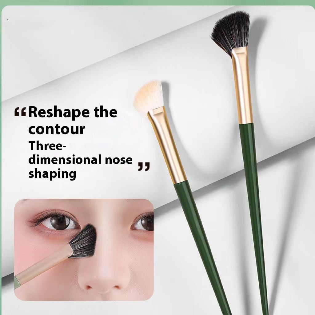 Oblique Fan-Shaped Eye Contour Makeup Brush Set - Soft Synthetic Fiber