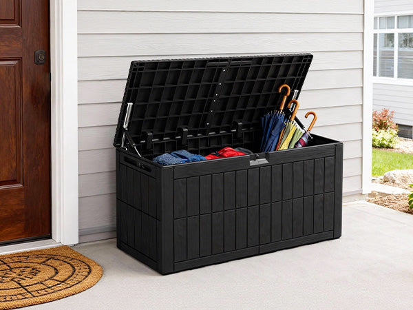 1 0 Gallon Outdoor Storage Box Water Proof Resin Deck Lockable Bin