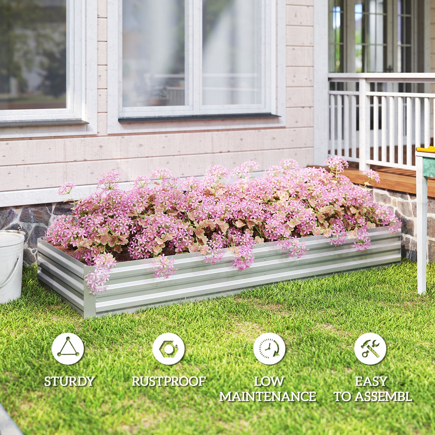 Galvanized Raised Garden Bed 95 x 36 x 12 Inches for Vegetables Herbs Flowers