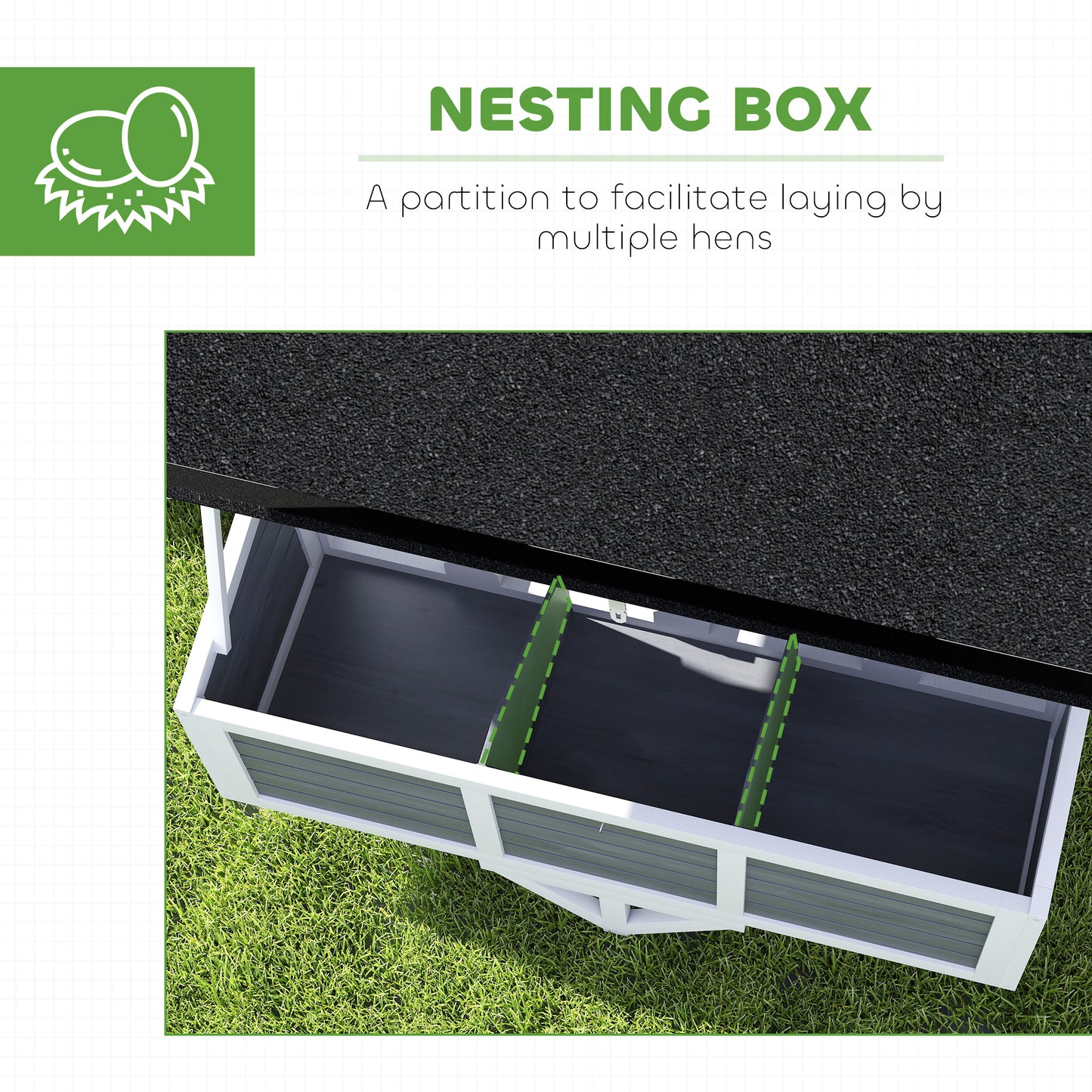 43-Inch Mobile Chicken Coop with Nesting Box and Perches, Gray