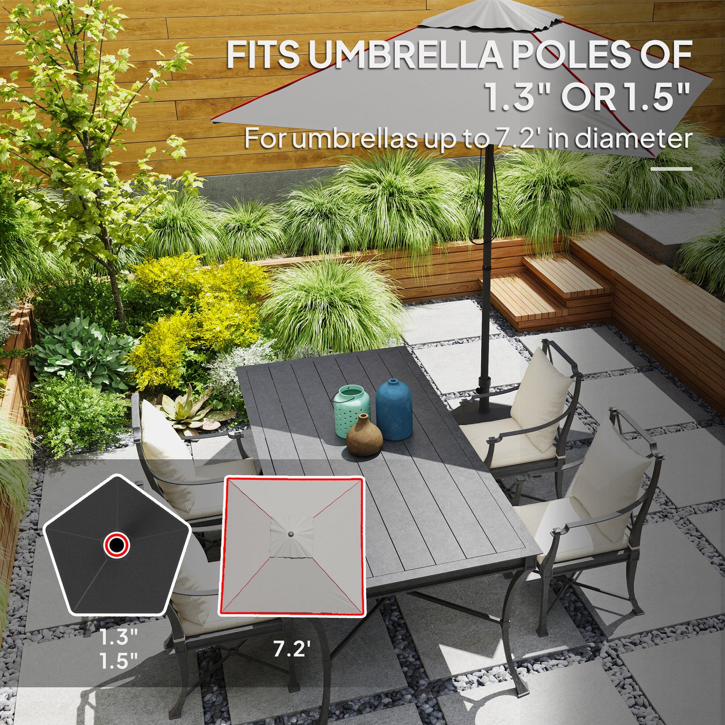 Heavy Duty Patio Umbrella Base Stand - 42 lbs with Sand, Black