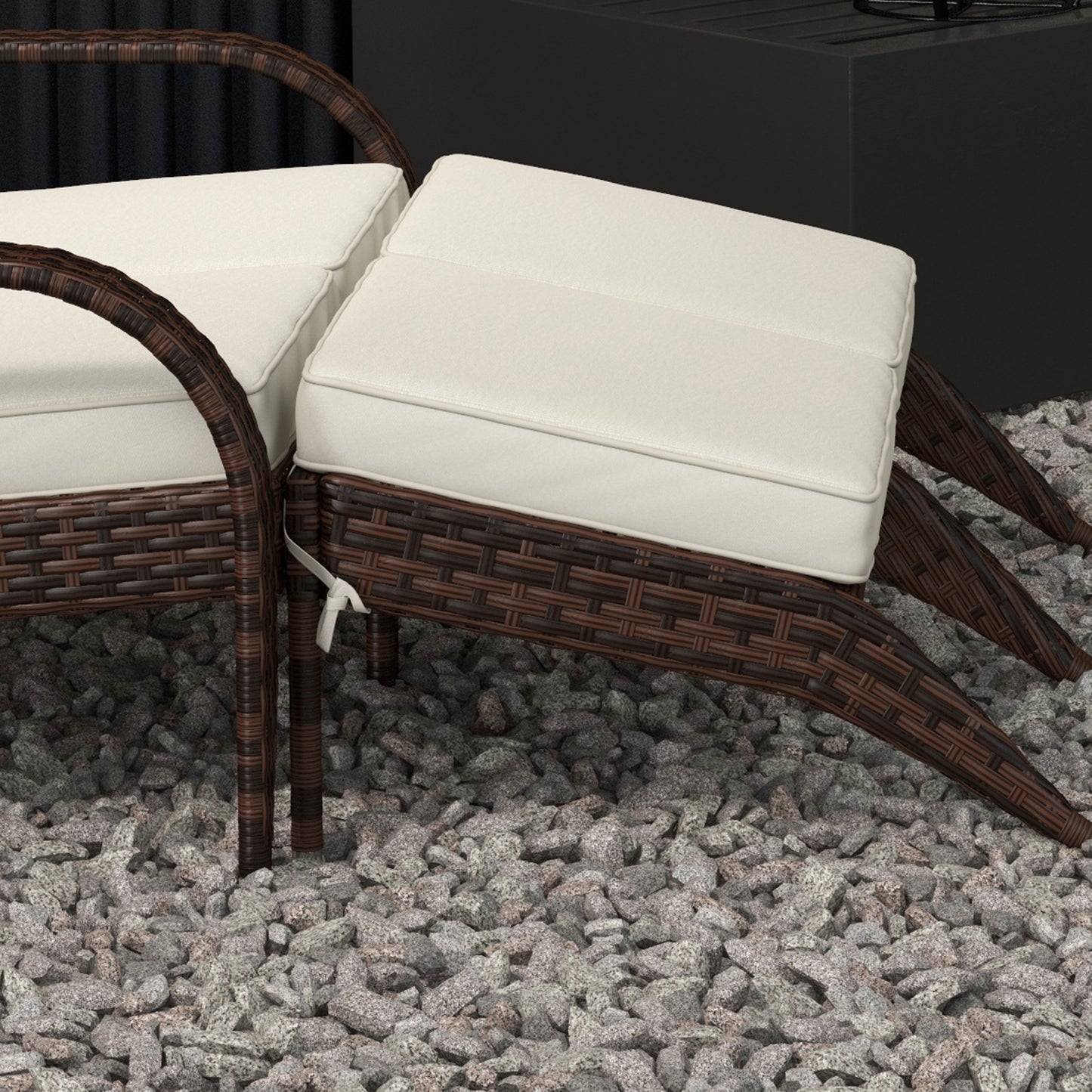 2-Person Wicker Adirondack Chair with Cushions - Cream White