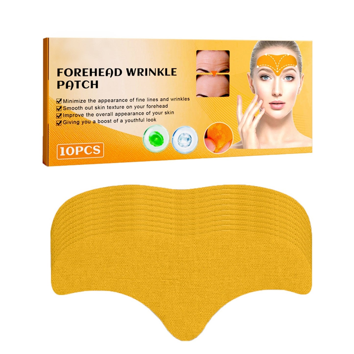 Anti-Wrinkle Forehead Patches with Collagen and Centella Asiatica - 10 Pack