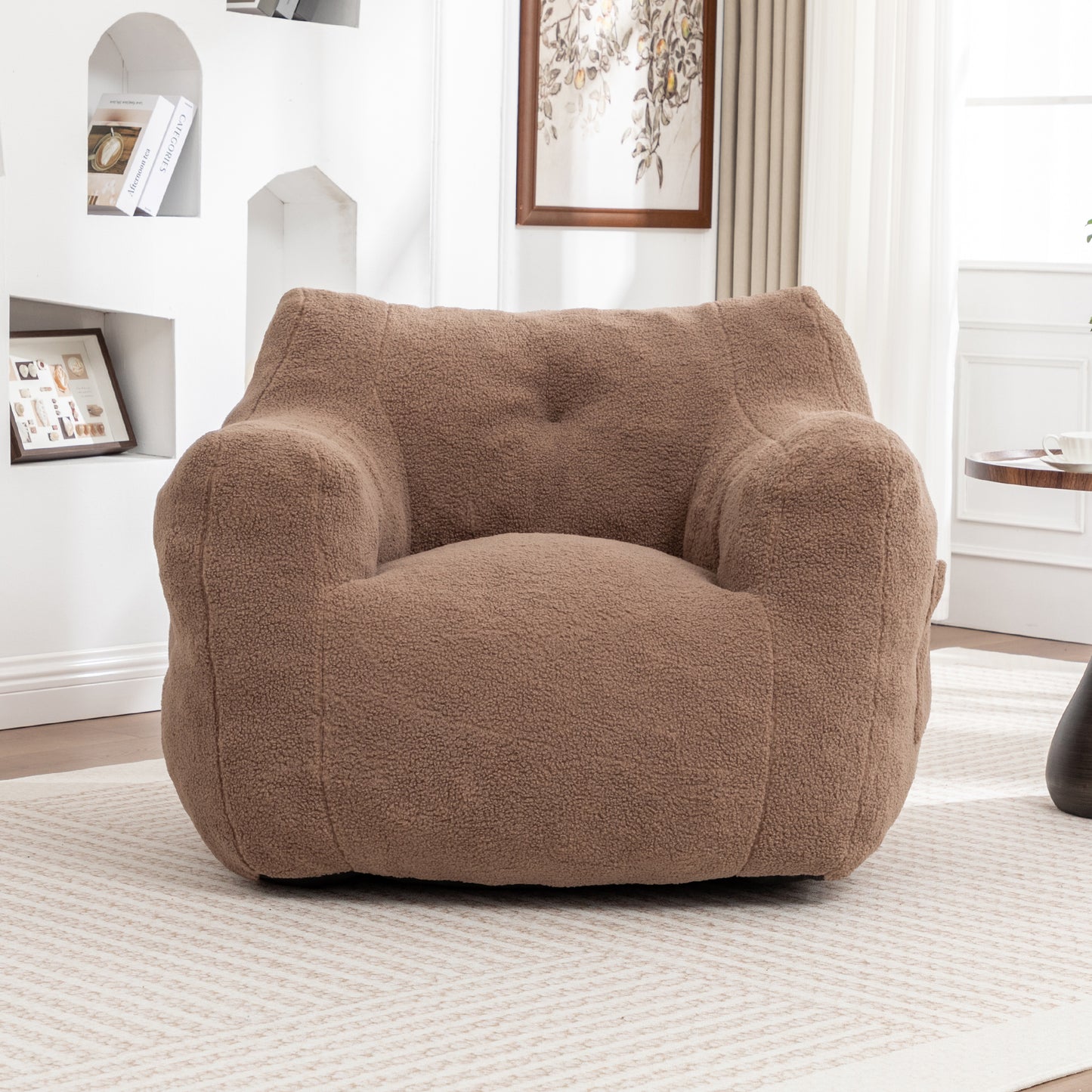 Bean Bag Chair, Sofa Chair With Armrests Stuffed High-Density Foam,