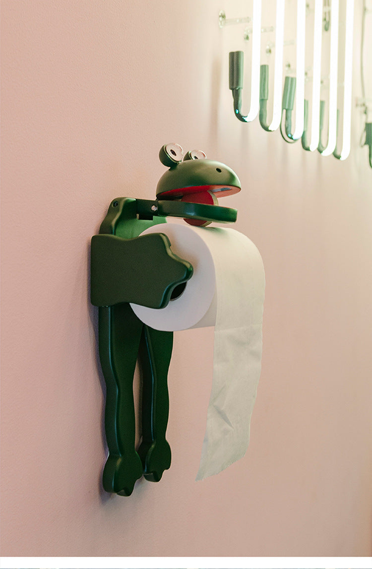Frog Tissue Paper Holder - Solid Wood Bathroom Toilet Paper Dispenser