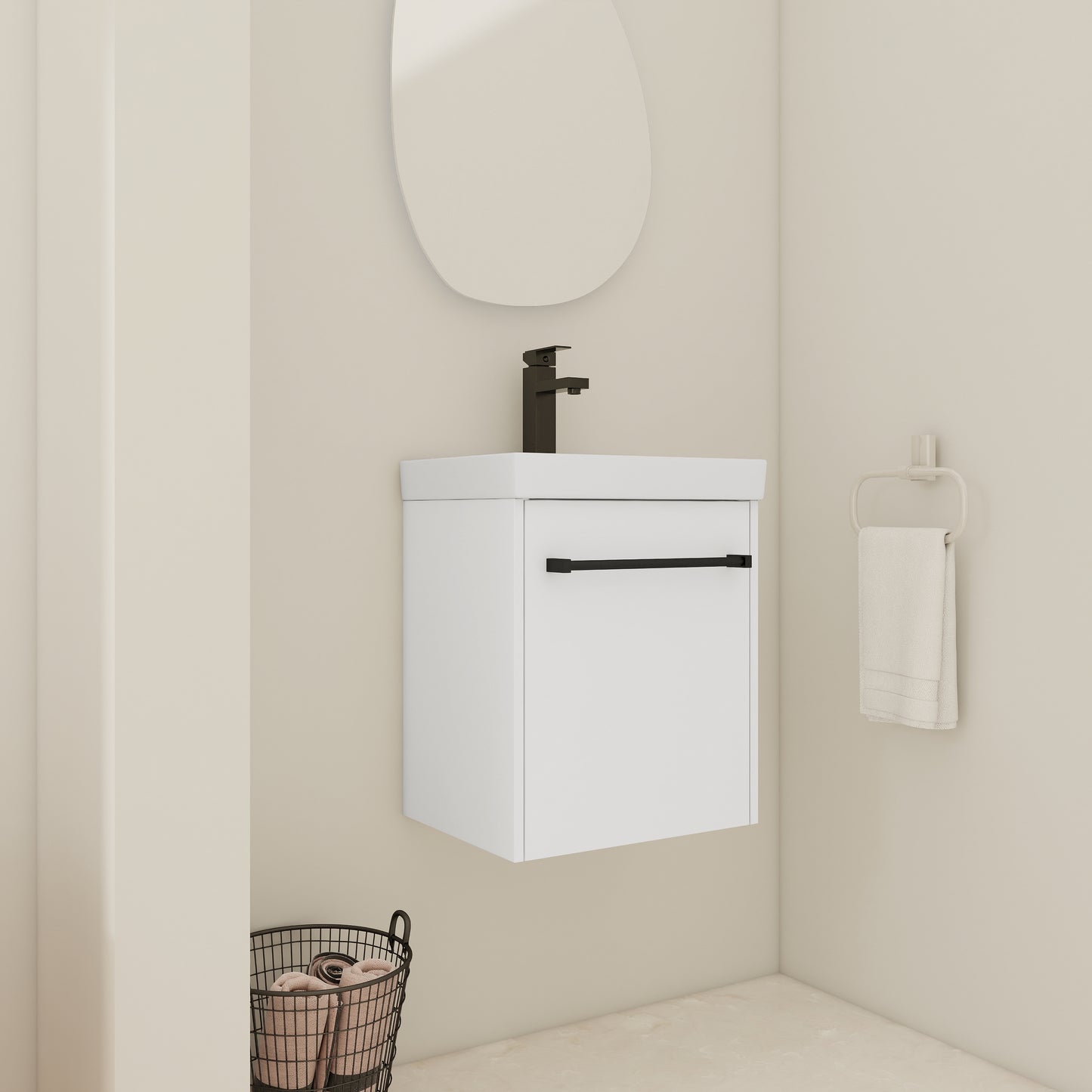 18'' Floating Wall-Mounted Bathroom Vanity With Ceramic Sink &