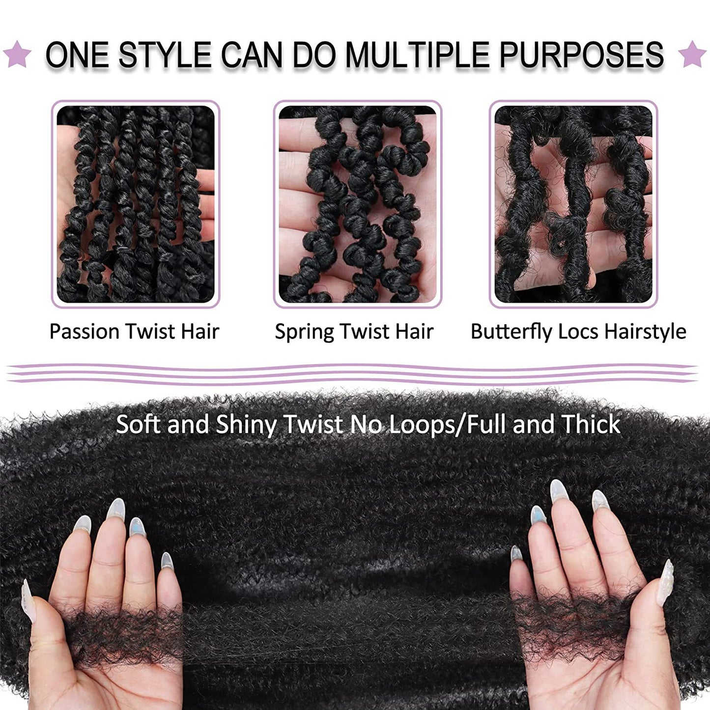 22-Inch Spring Twist Crochet Hair Extensions - Afro Curly Synthetic Wig