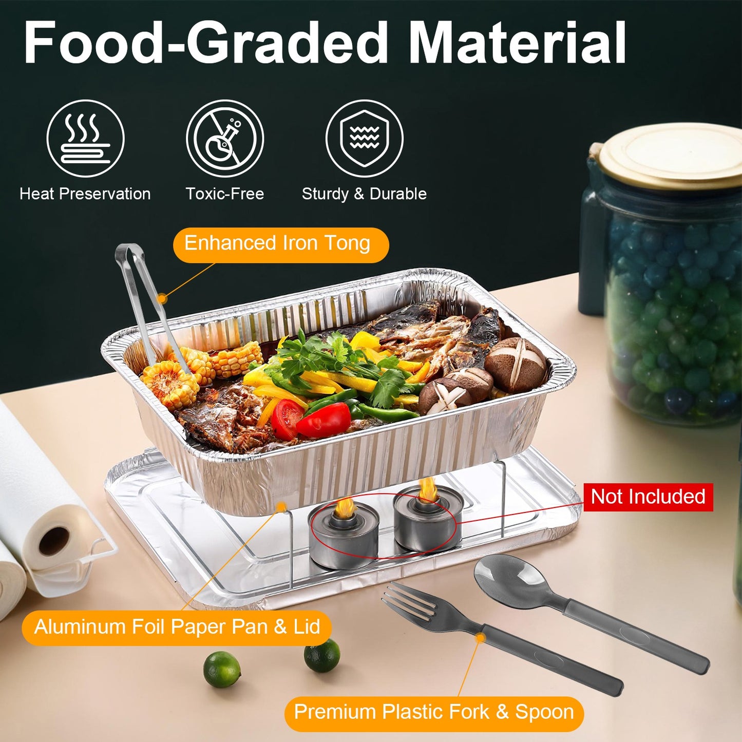 36-Piece Disposable Chafing Dish Set - Buffet Server with Utensils