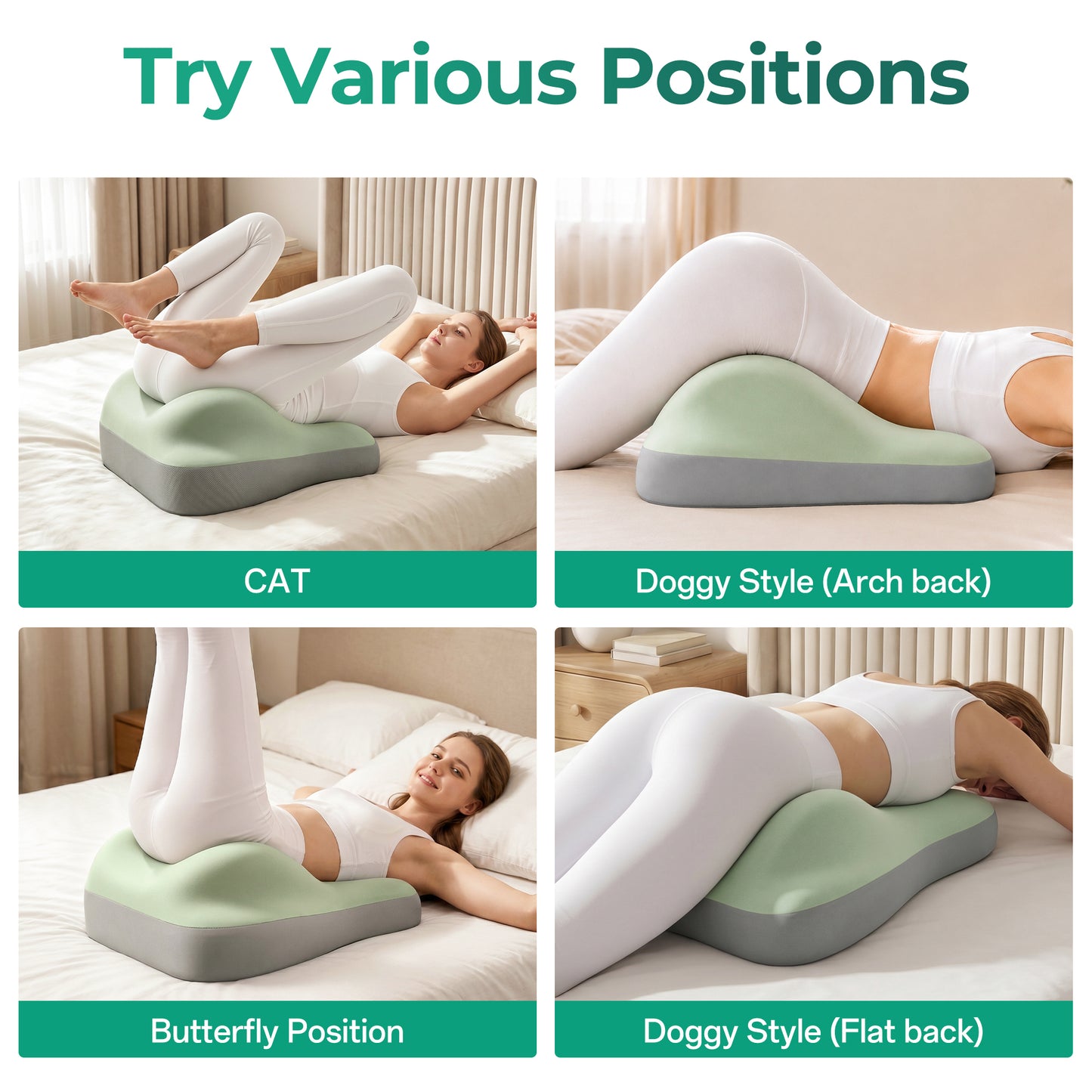 Ergonomic Memory Foam Sex Pillow for Couples - Green