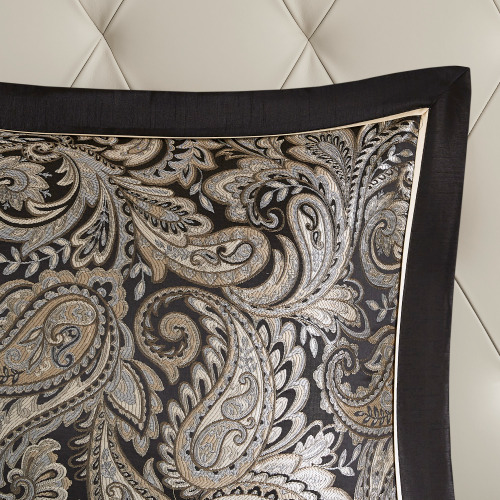 12-Piece Comforter Set with Cotton Bed Sheets - Black Full