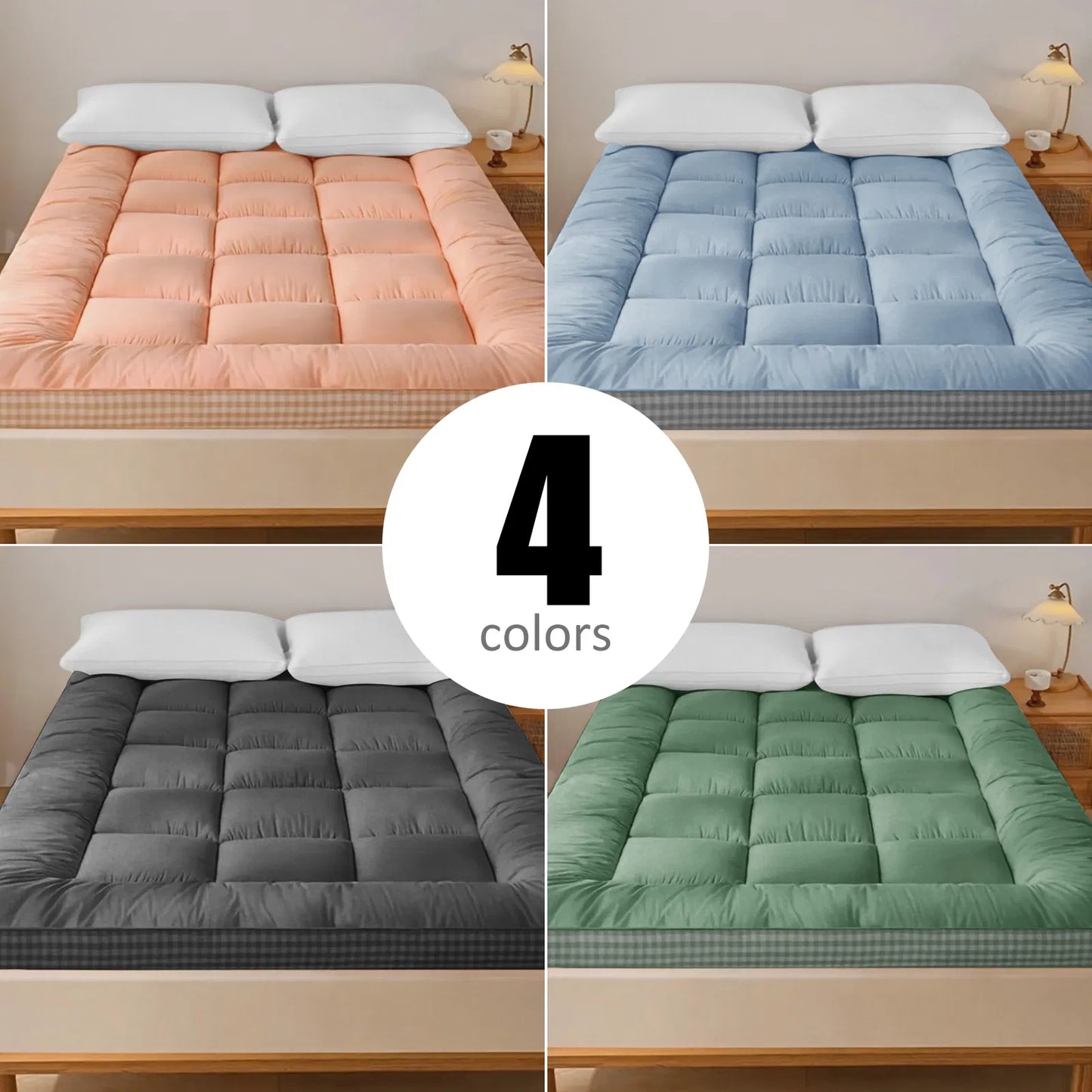 Queen Size Checkered Mattress with 3D Edges - Gray