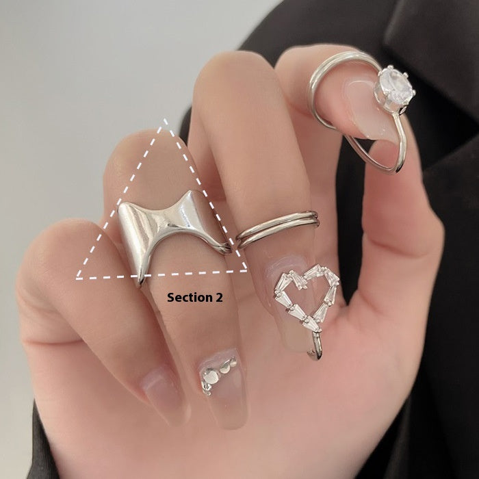 Removable Fake Nail Ring - Cross-border Zircon Inlaid Jewelry for Nail Art Women
