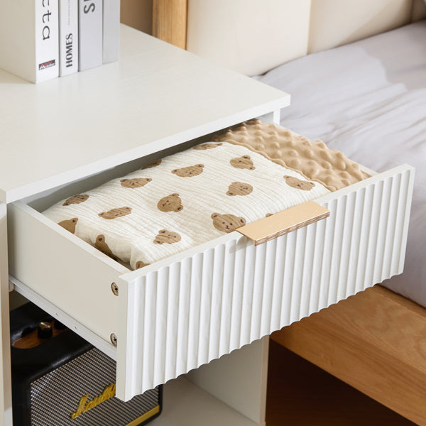 White Night Stand with Drawer & Shelf - 45x40x60cm