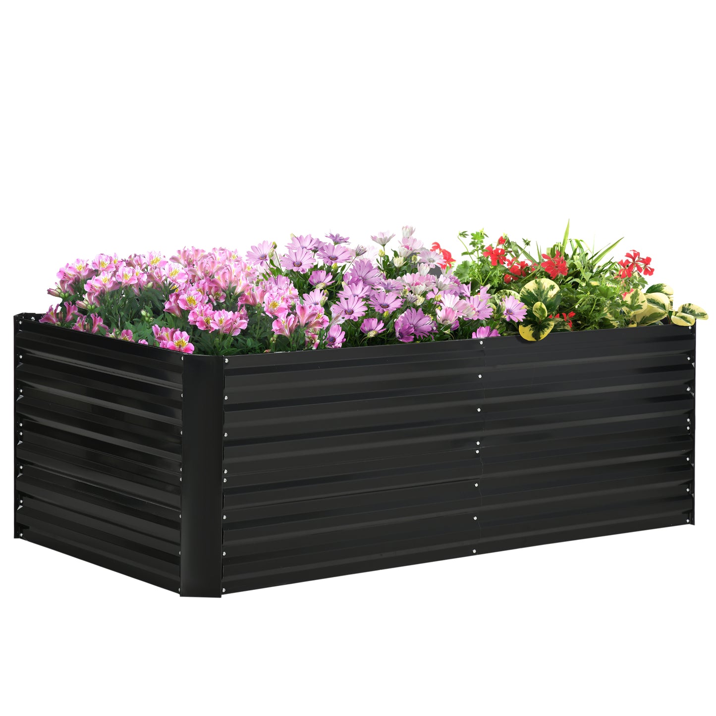 Galvanized Steel Raised Garden Bed 71x36x23 Inches Outdoor Planter Black