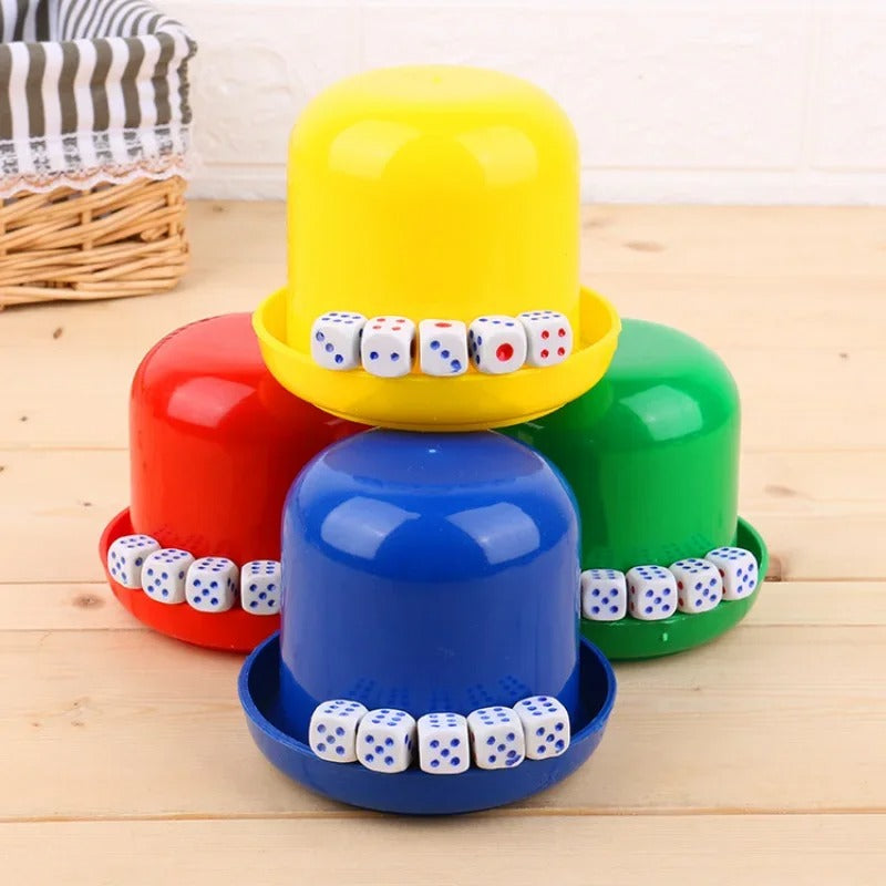 Multi-Color Child and Adult Dice Cup Set with Stand - Party & Game Accessory