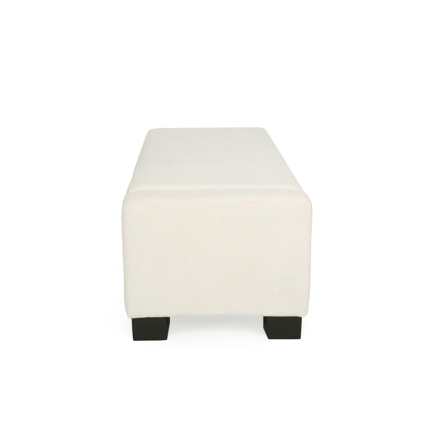 50-Inch White Storage Ottoman with Hinged Lid for Living Room & Bedroom