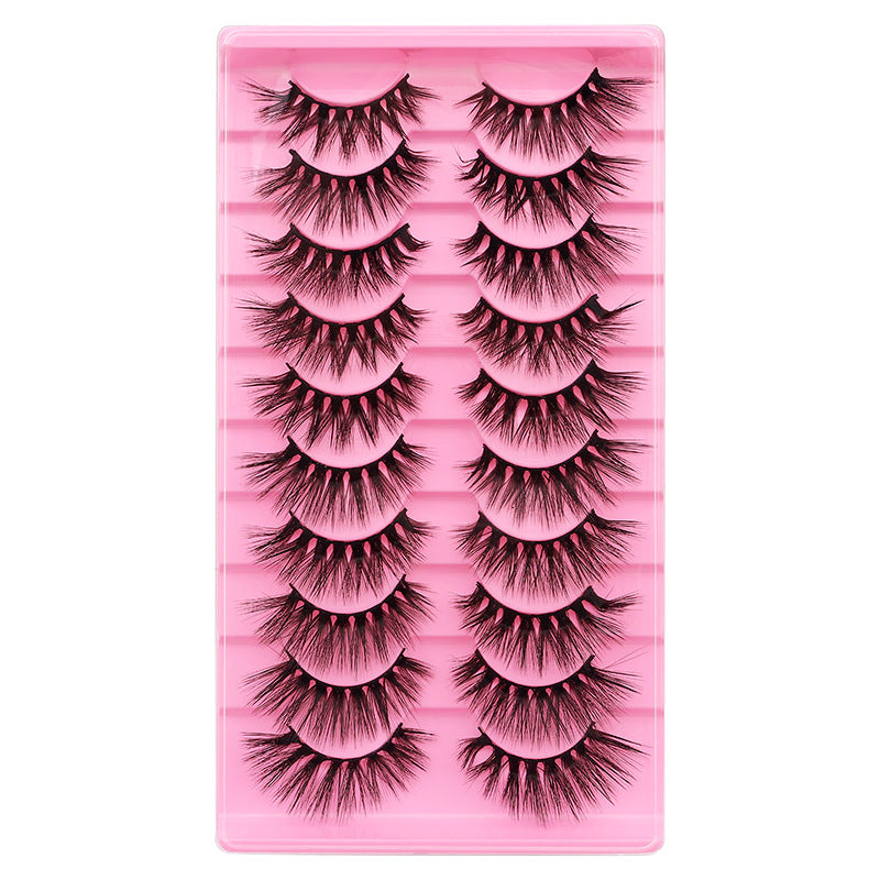 False Eyelashes 10 Pairs Natural Thick Curl L Pink Ladder LD Series Set