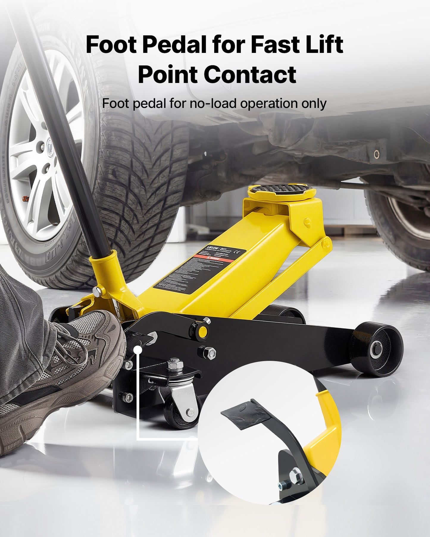 3 Ton Low Profile Hydraulic Floor Jack for Auto Repair - Steel Trolley Car Lift with Quick Pump & Foot Pedal