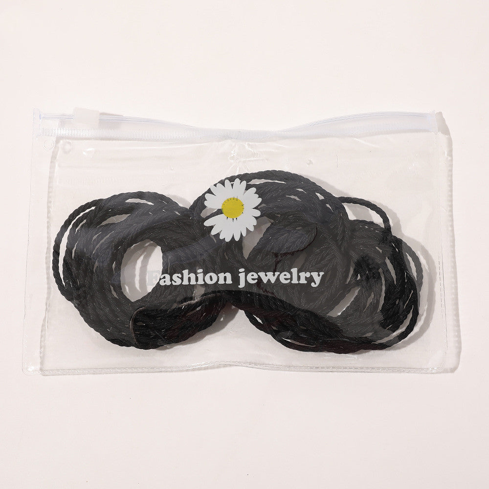 Women Elastic Leather Hairband with Bag or Barrel Style - Hair Rope Accessory