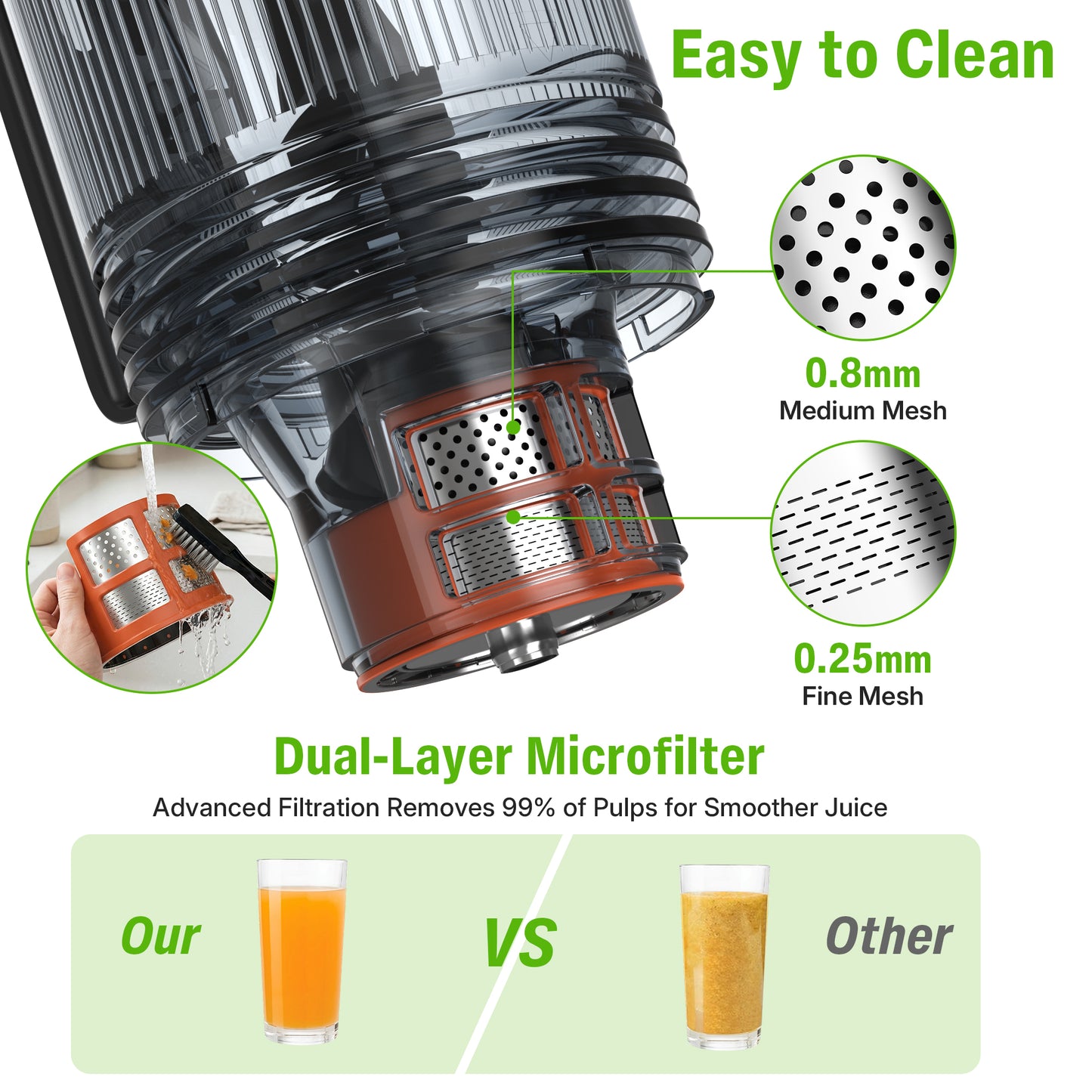 Cold Press Juicer with 6-Inch Wide Feed Chute - Slow Masticating Kitchen Appliance