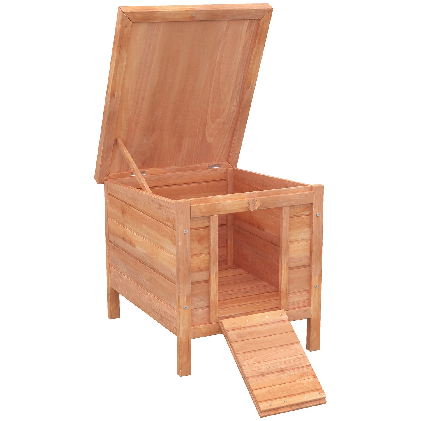 Outdoor Wooden Rabbit Hutch with Waterproof Roof - Small Animal Shelter