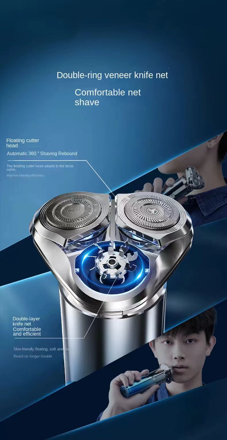 Men's Portable Electric Shaver with Triple Floating Blades