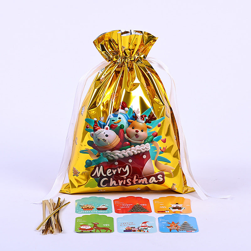 Festive Aluminum Foil Gift Bags for Christmas & New Year Party Packaging