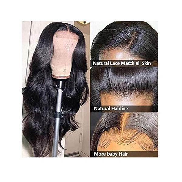 Body Wave Human Hair Lace Closure Wig - 150% Density Natural Color