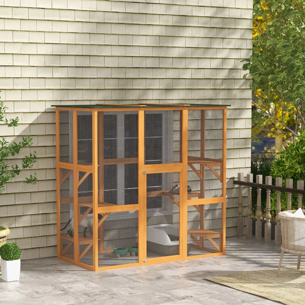 Outdoor Cat House with Platforms and Water-Resistant Design - Fits 3 Cats