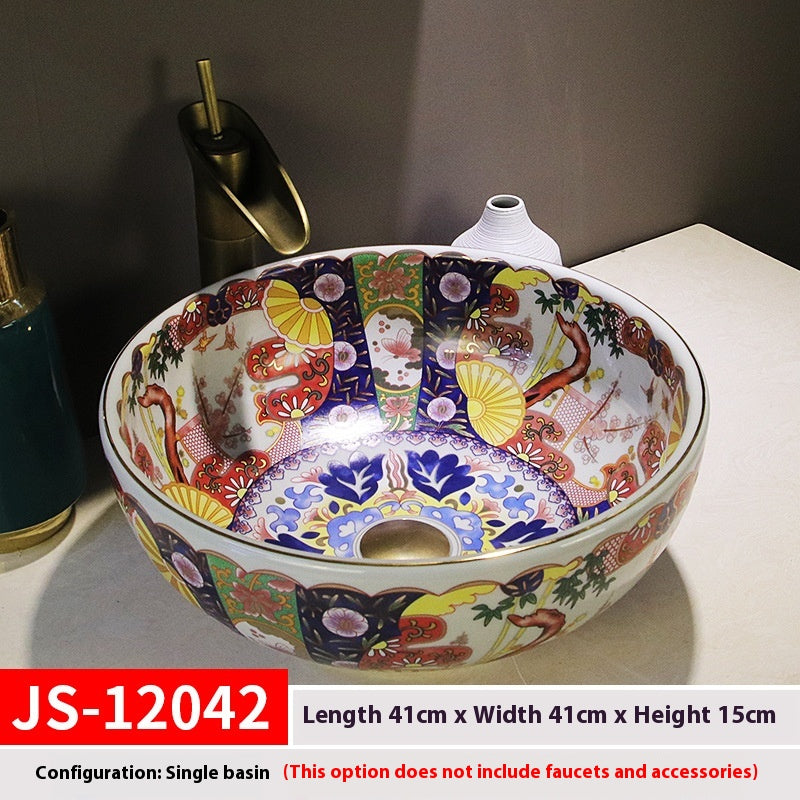 Artistic Ceramic Hand Washing Basin Retro Style - Multiple Variants