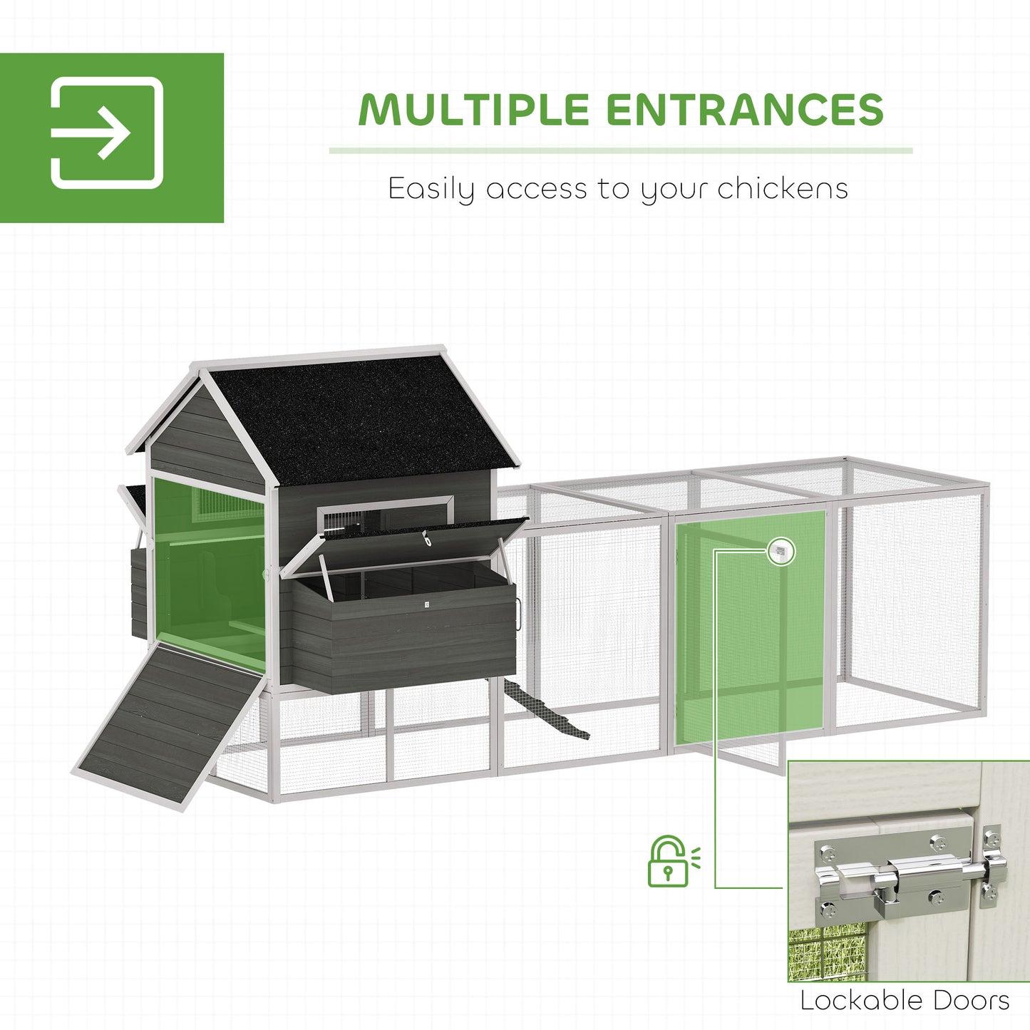 137-Inch Wooden Chicken Coop for 4-6 Chickens - Dark Gray Backyard Poultry House