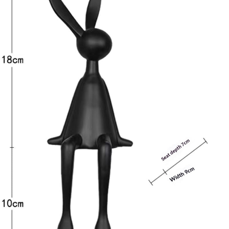 High-End Black Rabbit Sitting Figurine Resin Home Decor