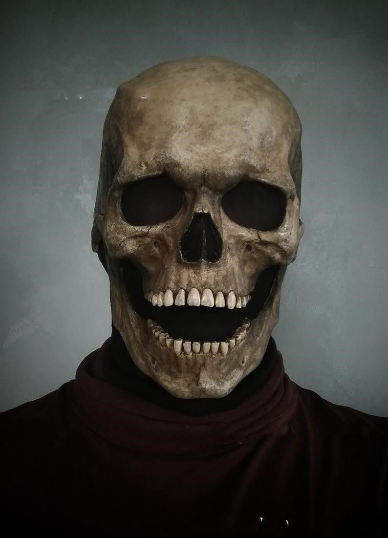 Halloween Skull Mask with Movable Mouth and Glow - Gothic Costume Accessory