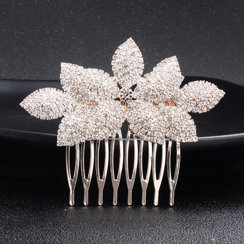 Elegant Bridal Rhinestone Hair Comb with Flower Design - Wedding Accessories